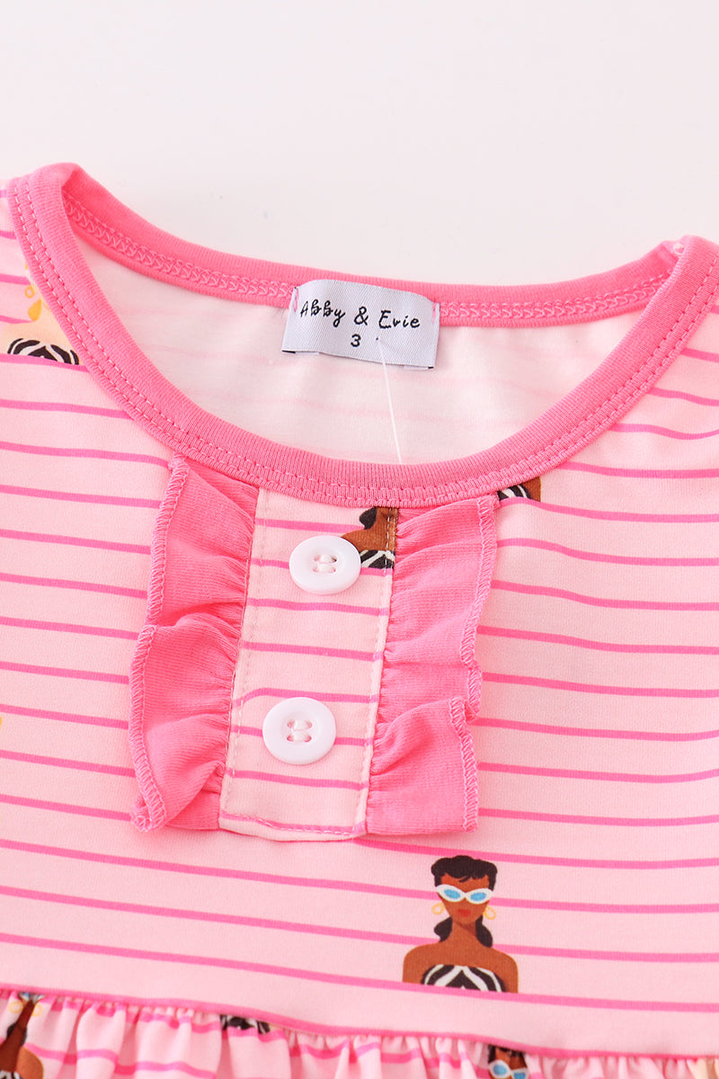 B*a*r*b*i*e* Pink stripe ruffle dress