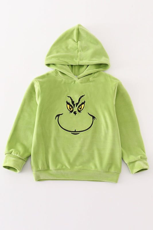 G*r*i*n*c*h* Green velvet christmas charactor embroidery girl hoodie