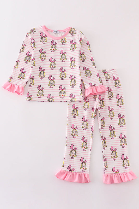 Pink stripe character girl pajamas set *C*i*n*d*y**L*o*u**W*h*o*