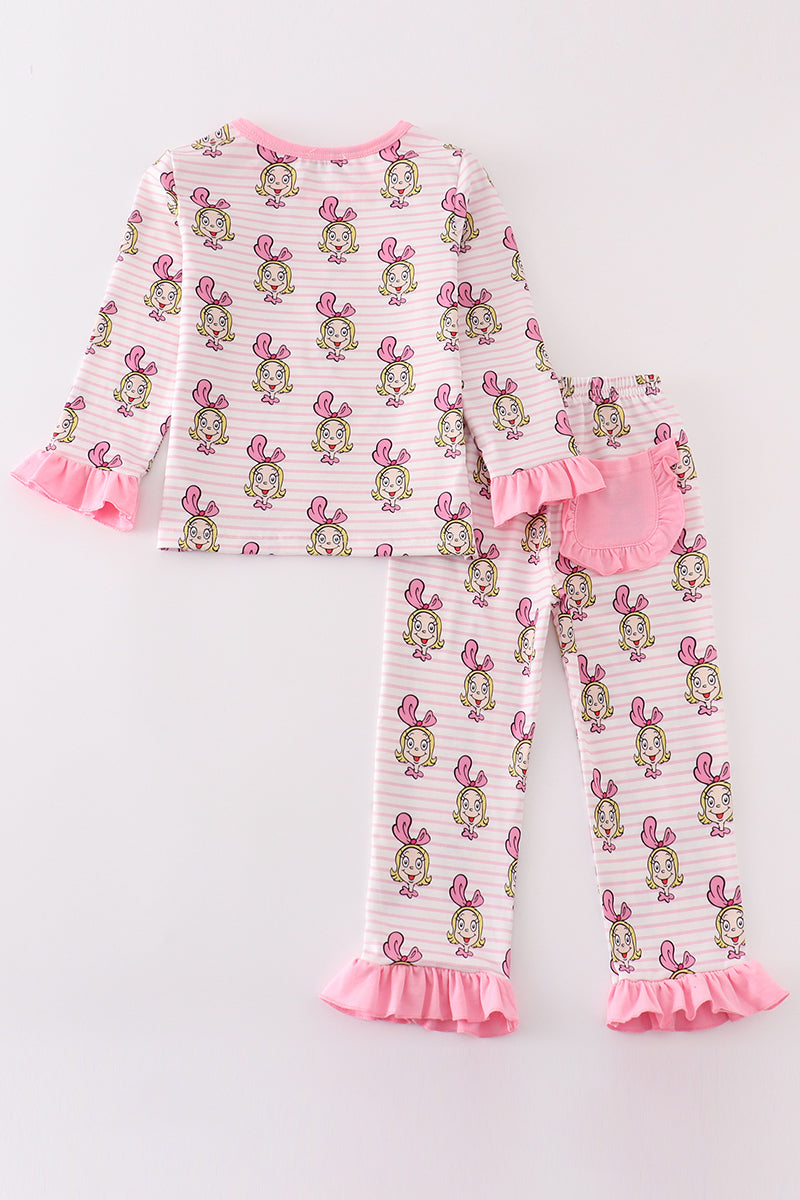 Pink stripe character girl pajamas set *C*i*n*d*y**L*o*u**W*h*o*