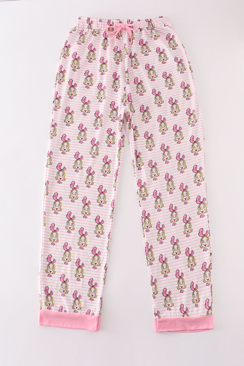 Pink stripe character mom pajamas pants *C*i*n*d*y**L*o*u**W*h*o*