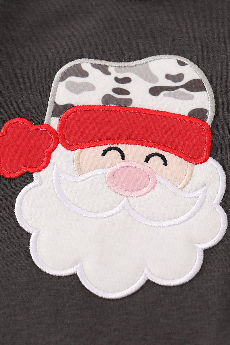 Camouflage christmas santa claus applique boy romper