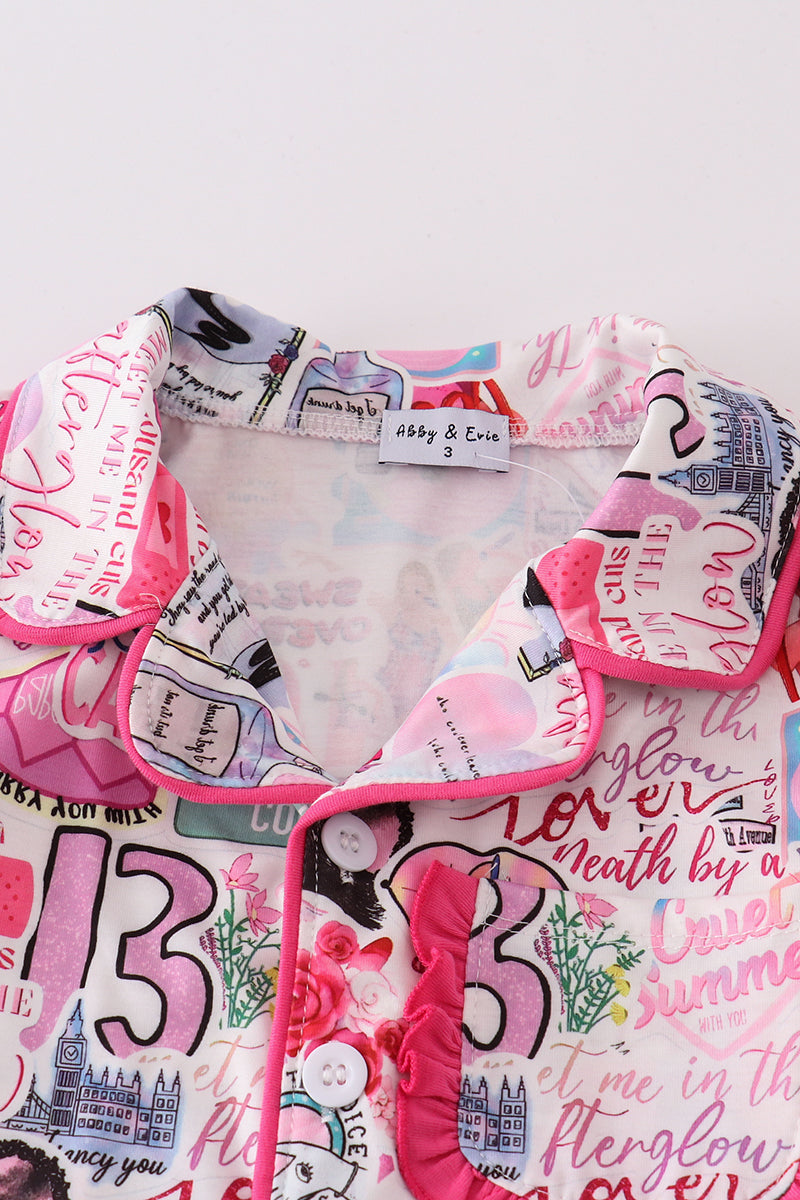 T*a*y*l*o*r**S*w*i*f*t* Pink music fan print girl pajamas set