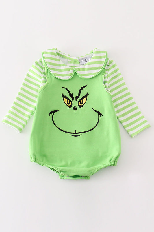 G*r*i*n*c*h* Green embroidery boy bubble set