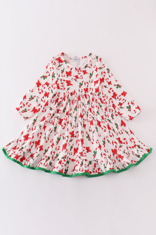 Christmas candy cane ruffle dress