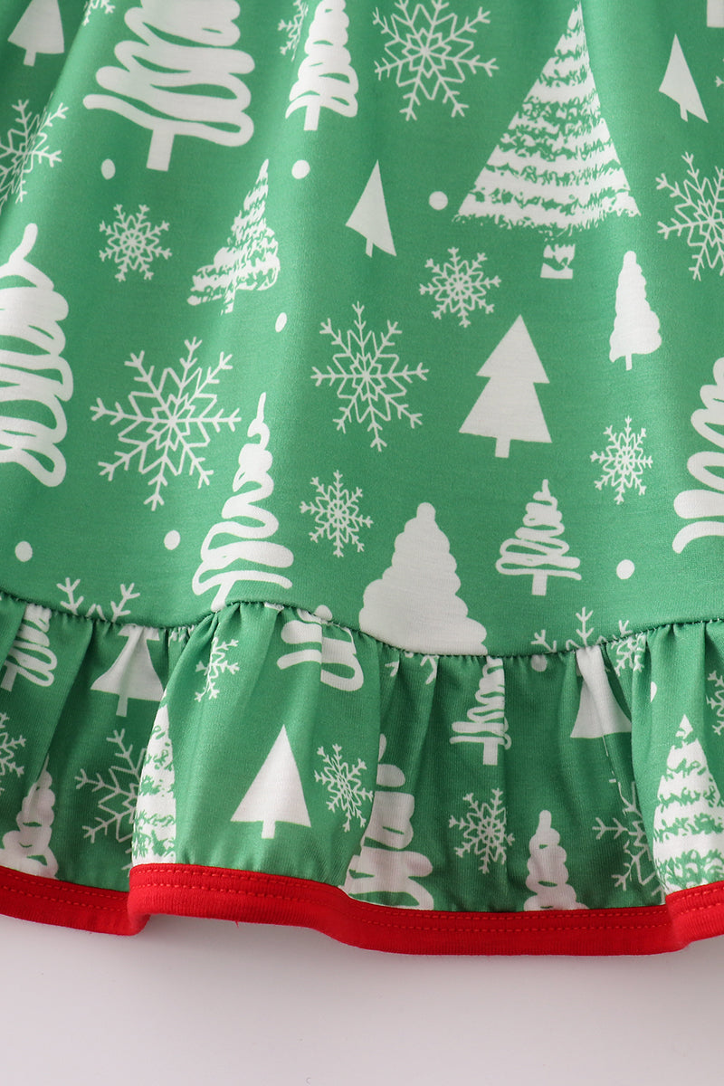 Green christmas tree ruffle dress