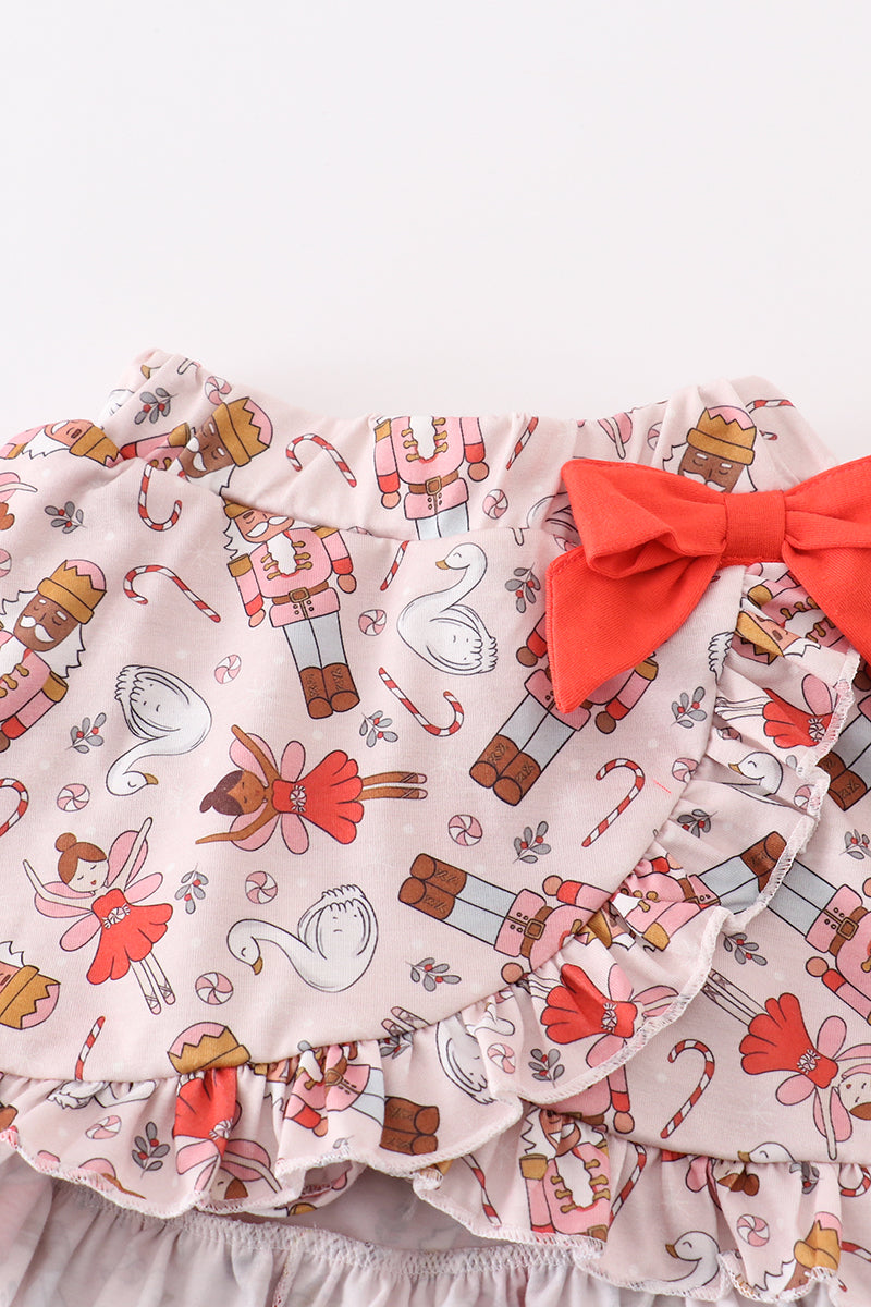 Red nutcracker girl skirt set