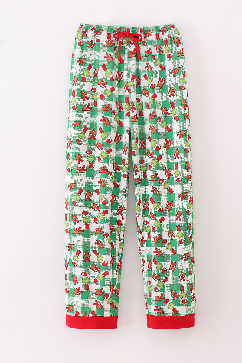 G*r*i*n*c*h* Green plaid adult pajamas pants