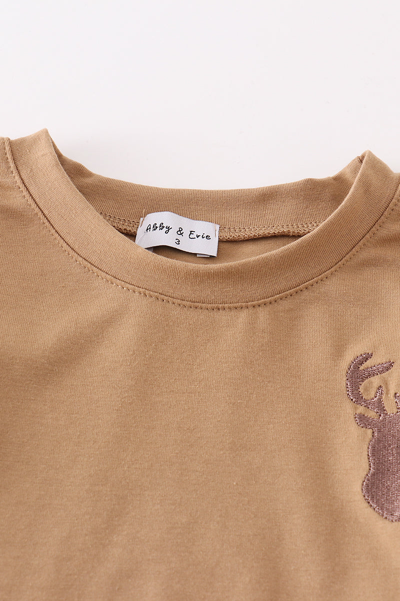 Brown antler embroidery boy set