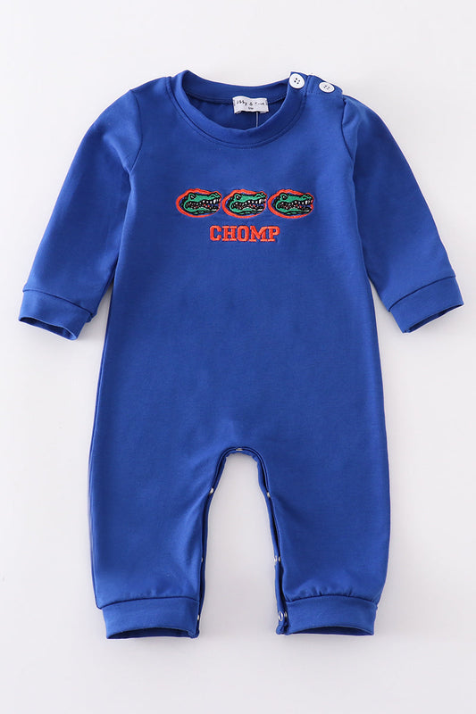 F*l*o*r*i*d*a* Blue chomp embroidery boy romper