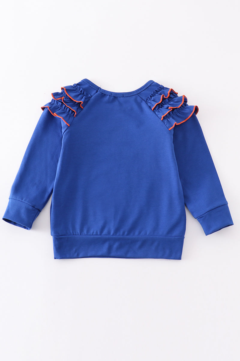 F*l*o*r*i*d*a* Blue chomp embroidery girl top