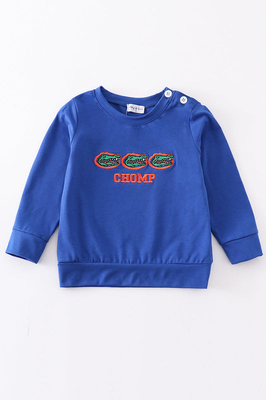 F*l*o*r*i*d*a* Blue chomp embroidery boy top