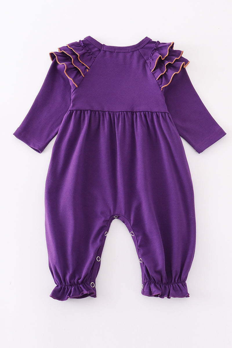 L*S*U* Purple geaux embroidery girl romper