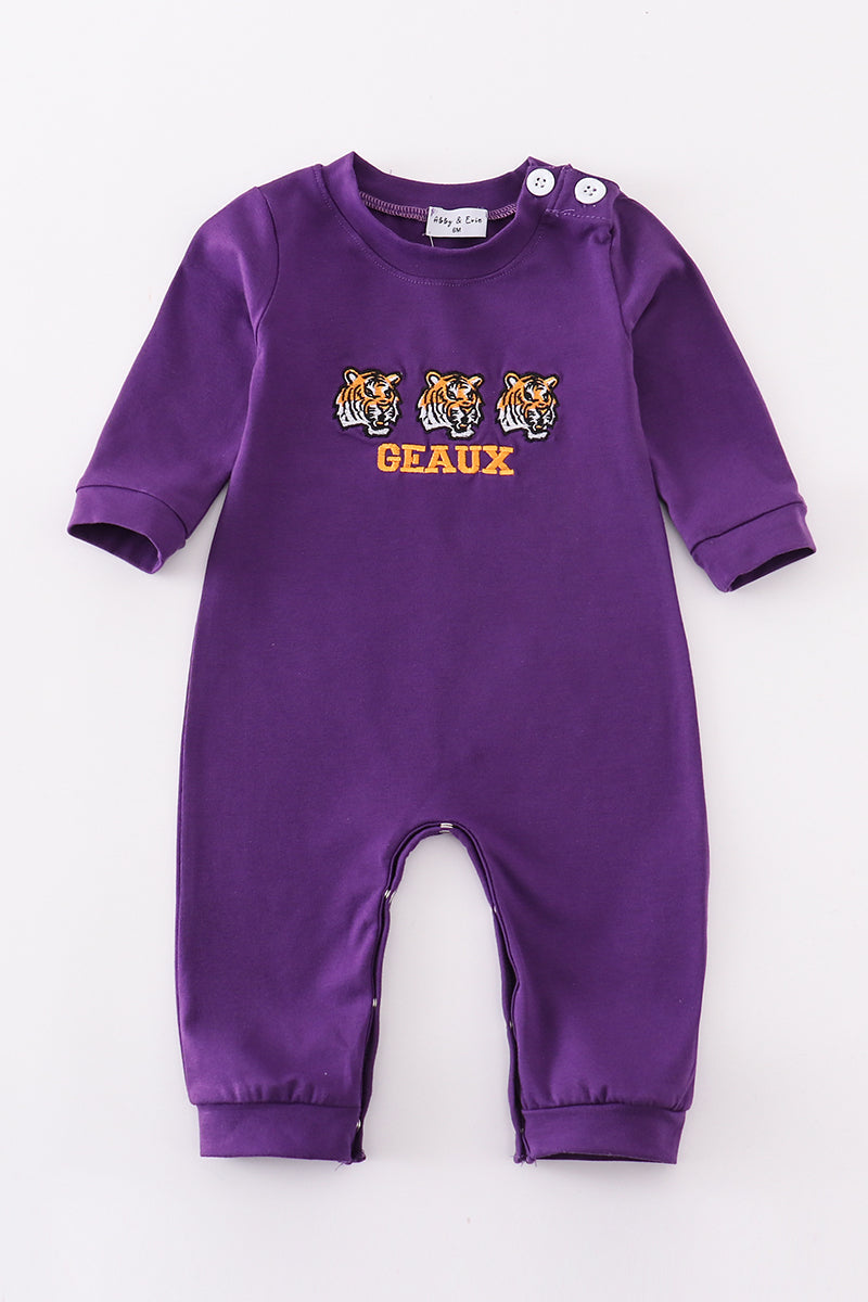 L*S*U Purple geaux embroidery boy romper