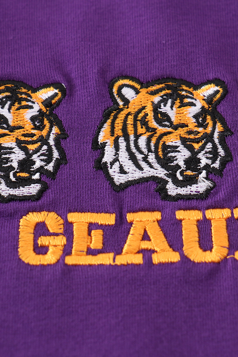 L*S*U Purple geaux embroidery boy romper