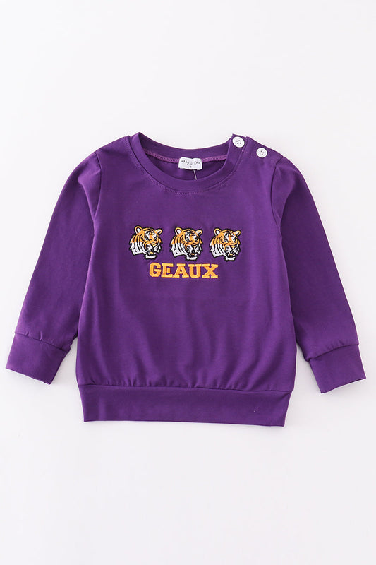 L*S*U Purple geaux embroidery boy top