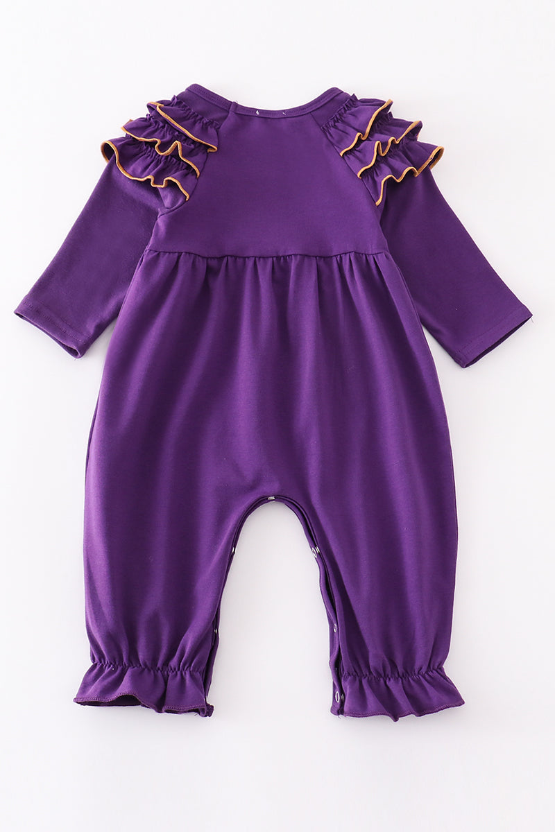 L*S*U* Purple go tigers embroidery girl romper