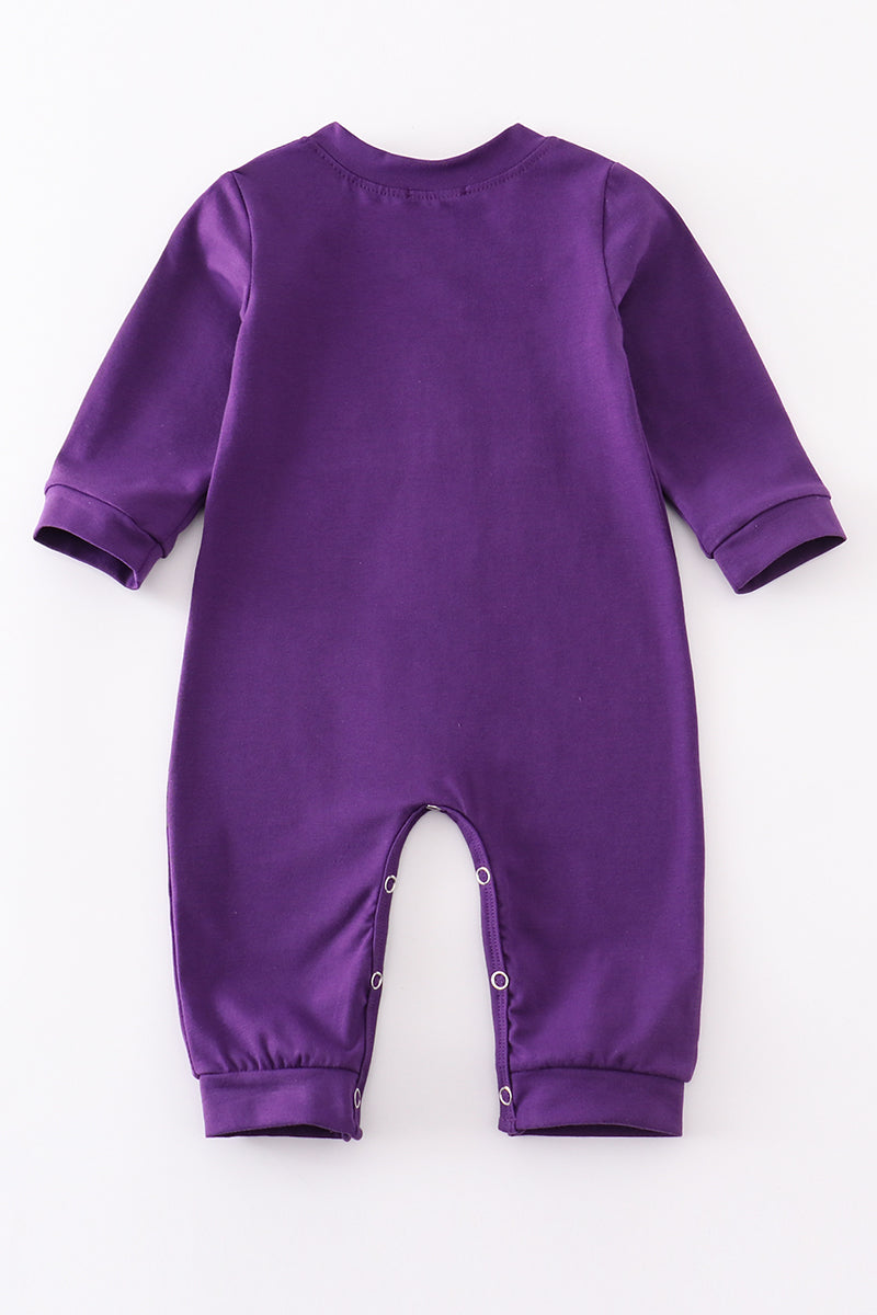 L*S*U* Purple go tigers embroidery boy romper