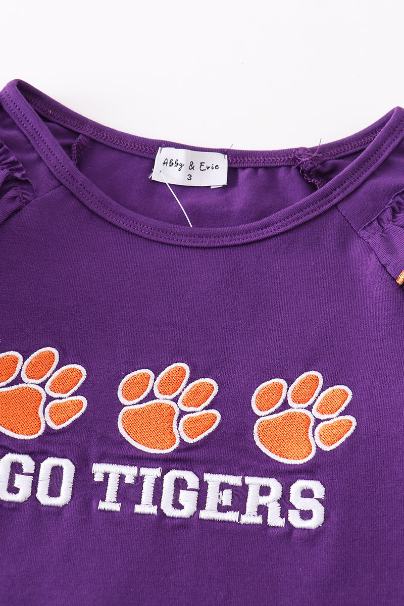 L*S*U* Purple go tigers embroidery girl top