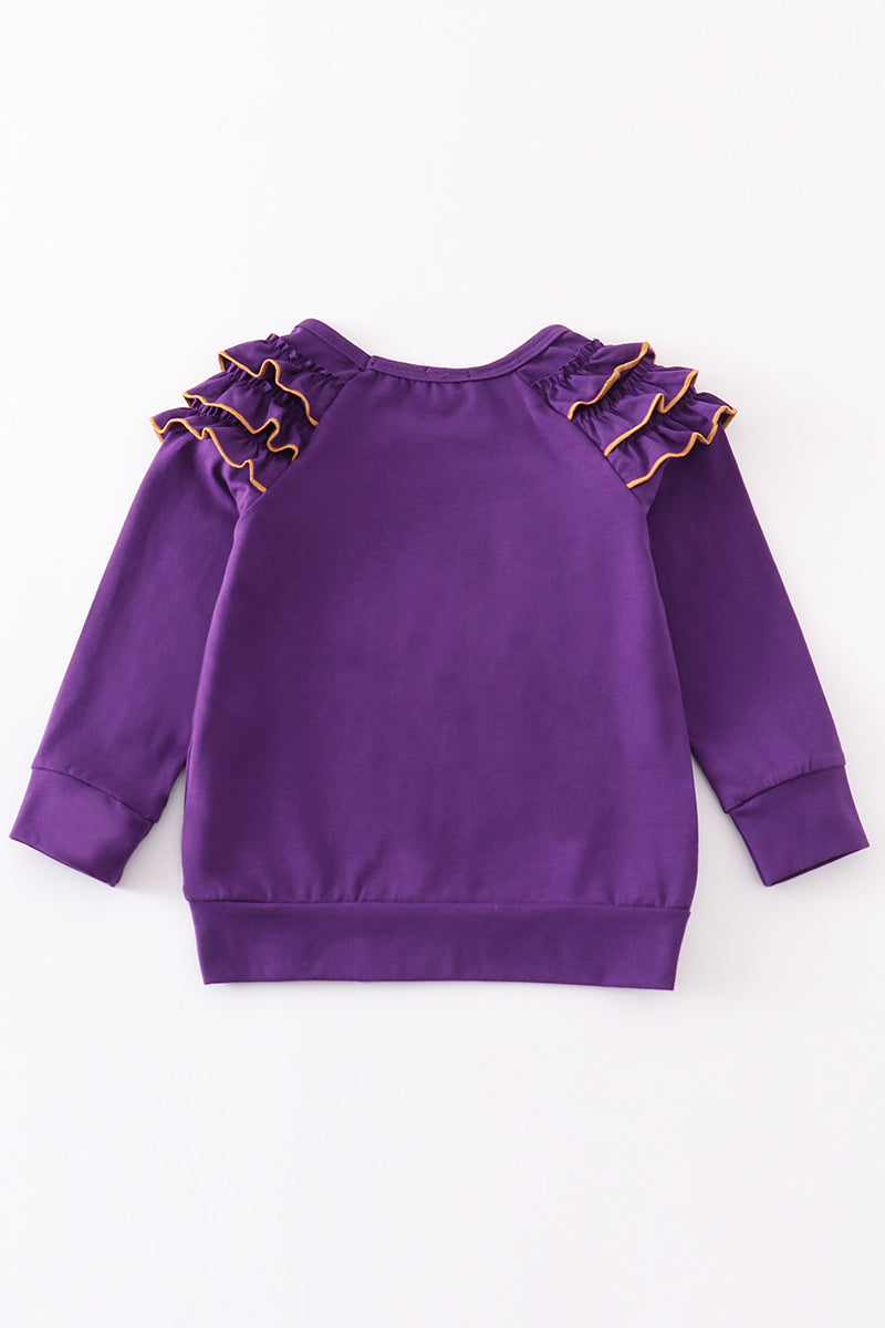 L*S*U* Purple go tigers embroidery girl top