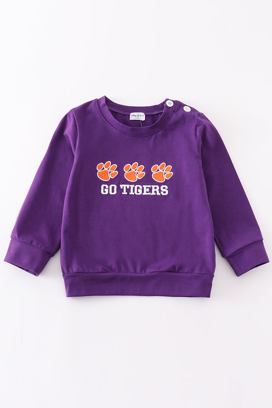 L*S*U* Purple go tigers embroidery boy top