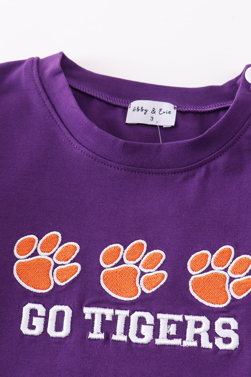 L*S*U* Purple go tigers embroidery boy top