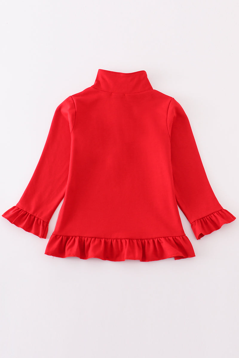 M*i*n*n*i*e* Red character embroidery girl zipper pullover