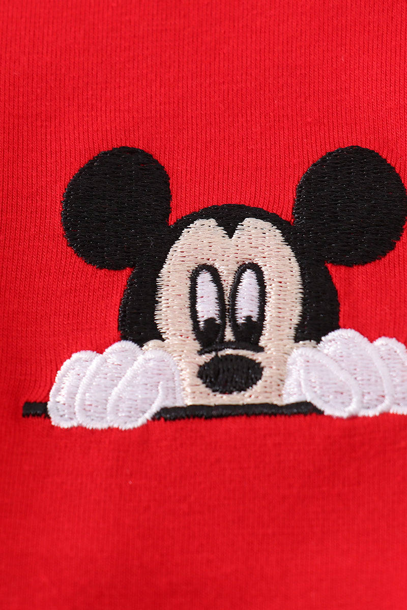 M*i*c*k*e*y* Red character embroidery boy zipper pullover