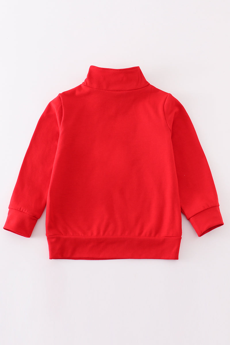 M*i*c*k*e*y* Red character embroidery boy zipper pullover