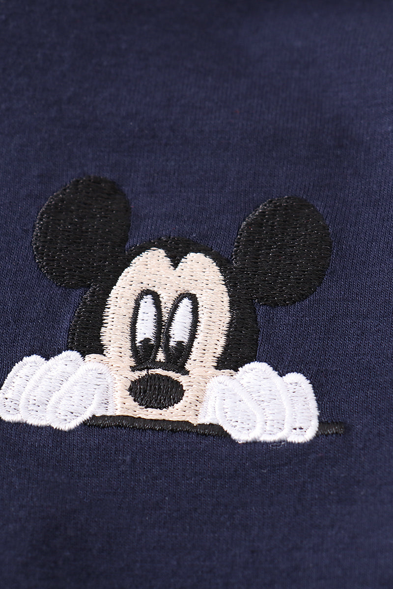 M*i*c*k*e*y* Navy character embroidery boy zipper pullover