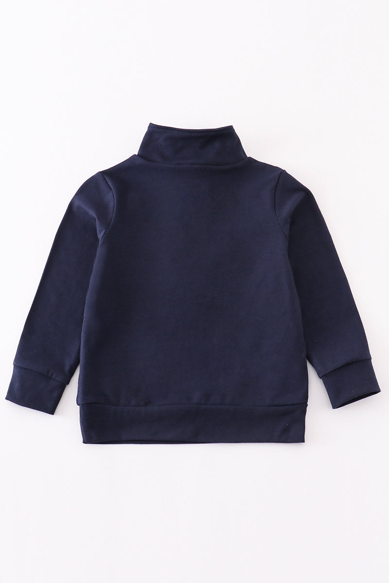 M*i*c*k*e*y* Navy character embroidery boy zipper pullover