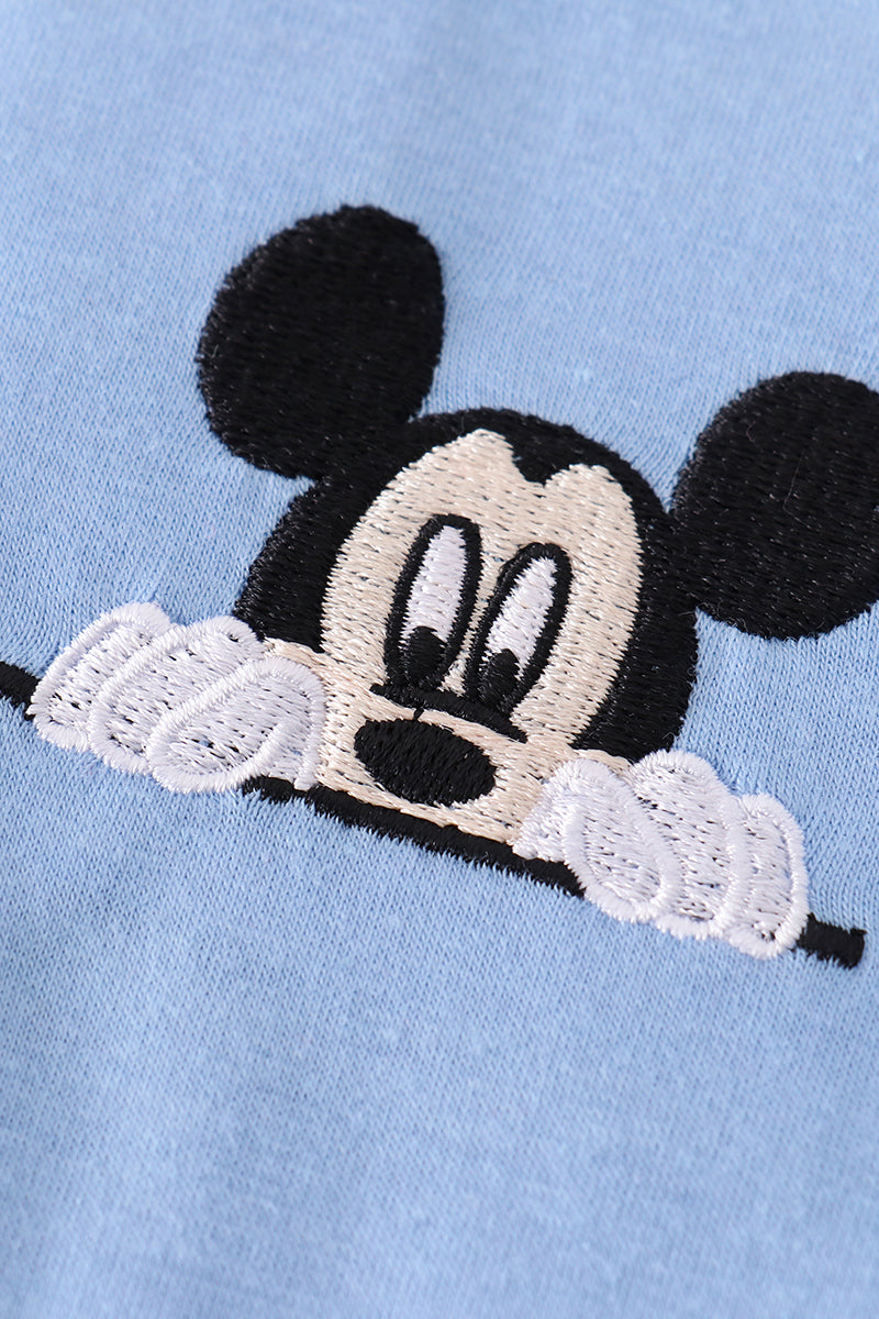 M*i*c*k*e*y* Blue character embroidery boy zipper pullover