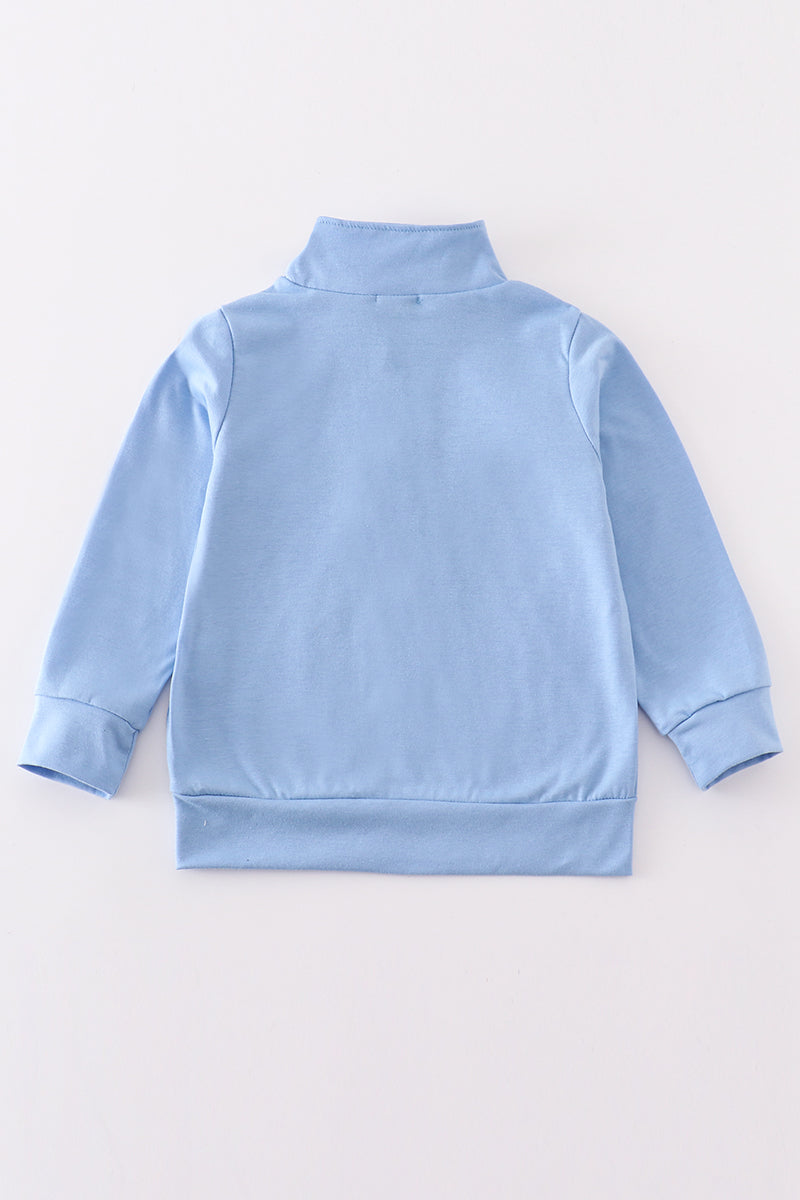 M*i*c*k*e*y* Blue character embroidery boy zipper pullover