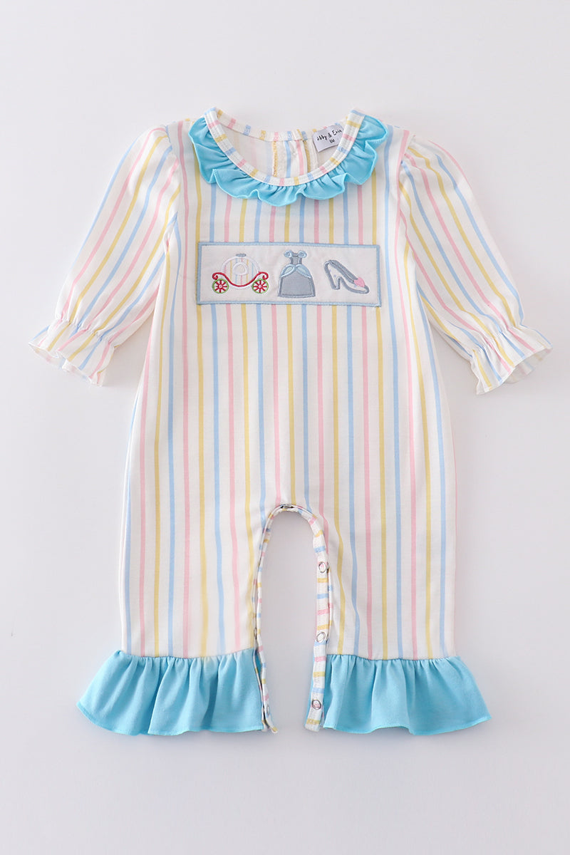 C*i*n*d*e*r*e*l*l*a* Stripe princess embroidery girl romper