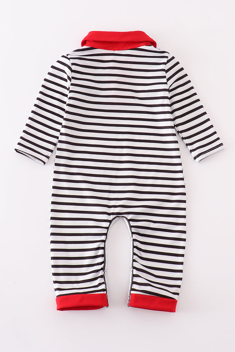 M*i*c*k*e*y* & M*i*n*n*i*e* Valentine's day character applique stripe boy romper