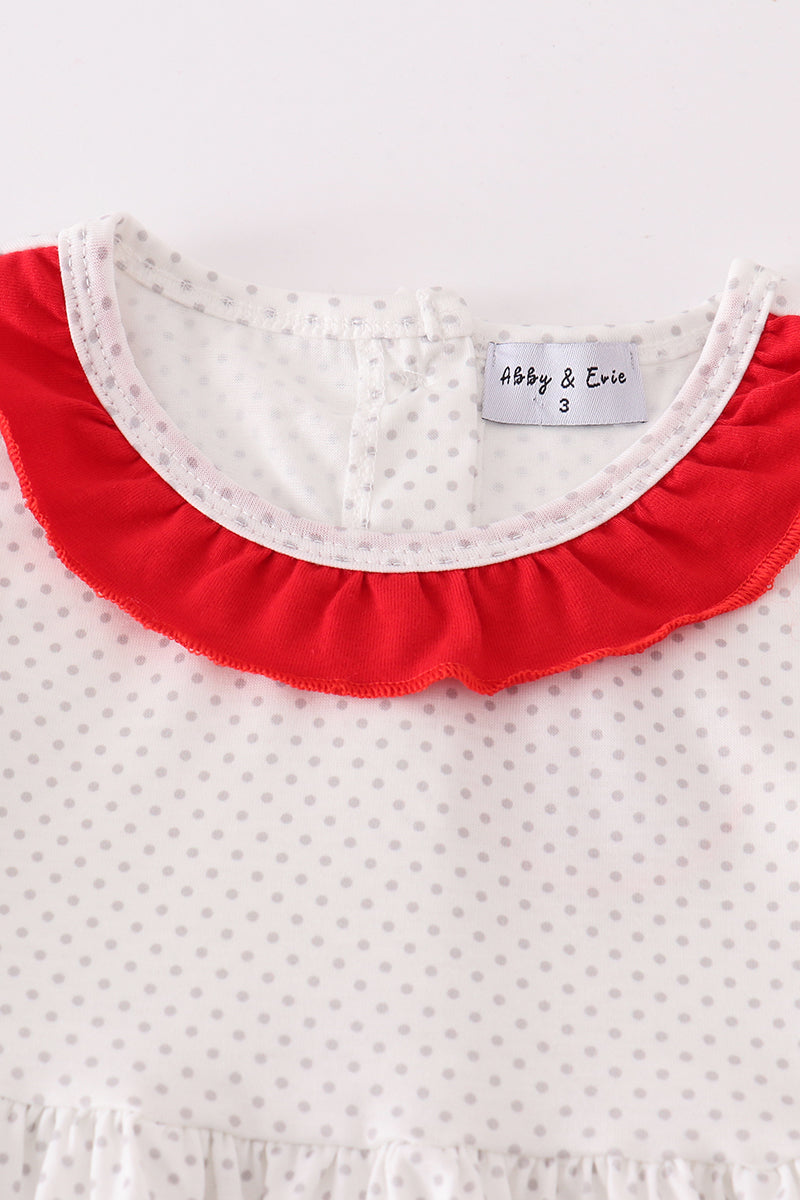 M*i*c*k*e*y* & M*i*n*n*i*e* Valentine's day character applique polkadot dress