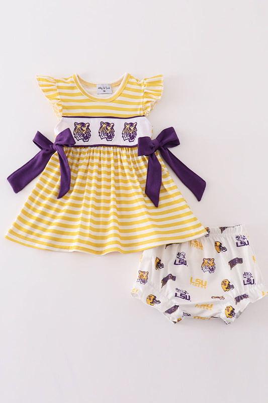 L*S*U* Yellow tiger embroidery girl bloomer set