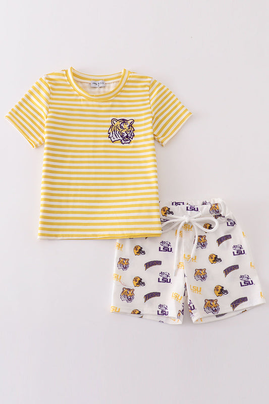 L*S*U* Yellow tiger embroidery boy set