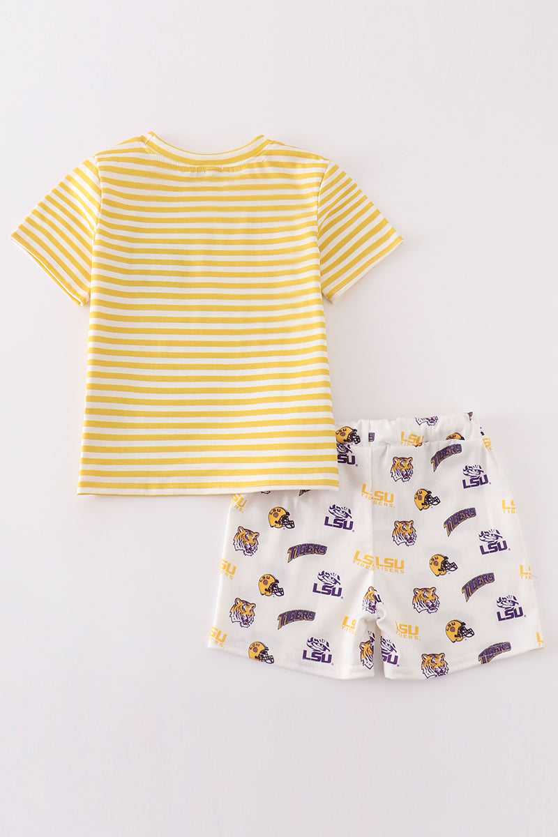 L*S*U* Yellow tiger embroidery boy set