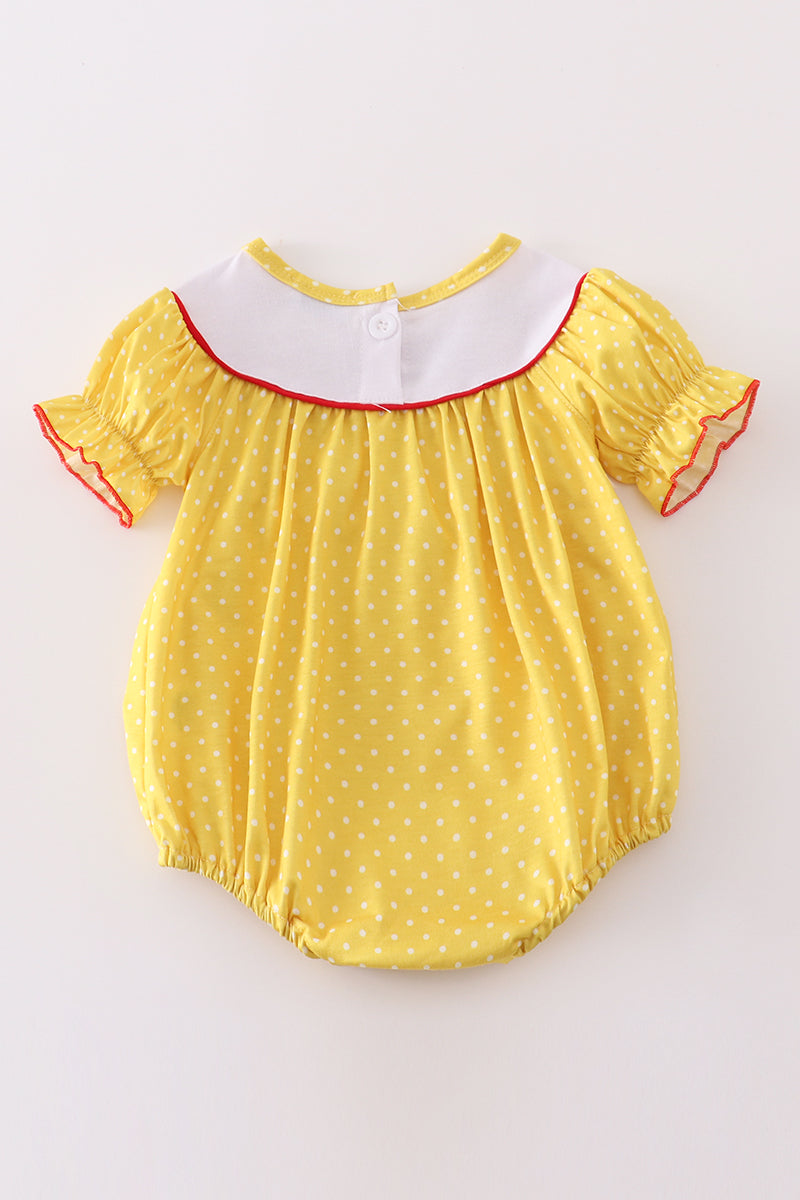 S*e*s*a*m*e* S*t*r*e*e*t* Yellow dot charactor embroidery girl bubble