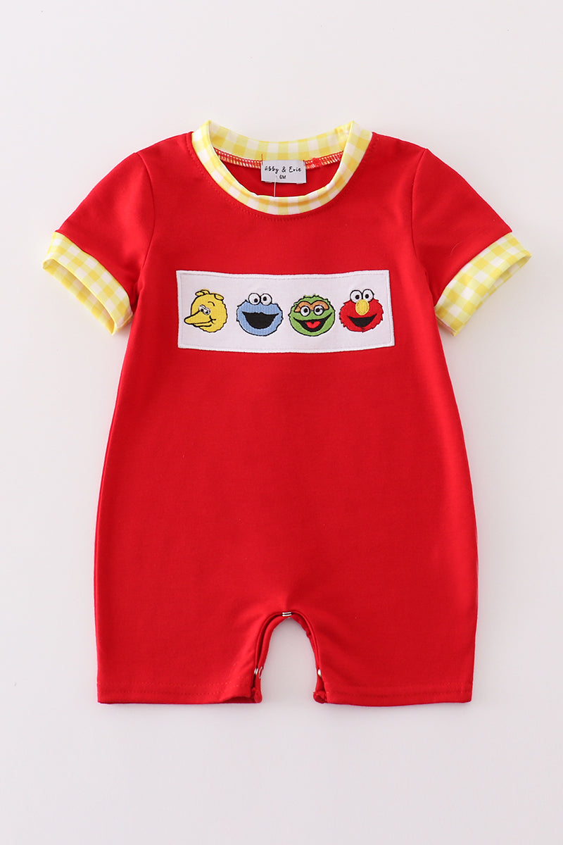 S*e*s*a*m*e* S*t*r*e*e*t* Red charactor embroidery boy romper