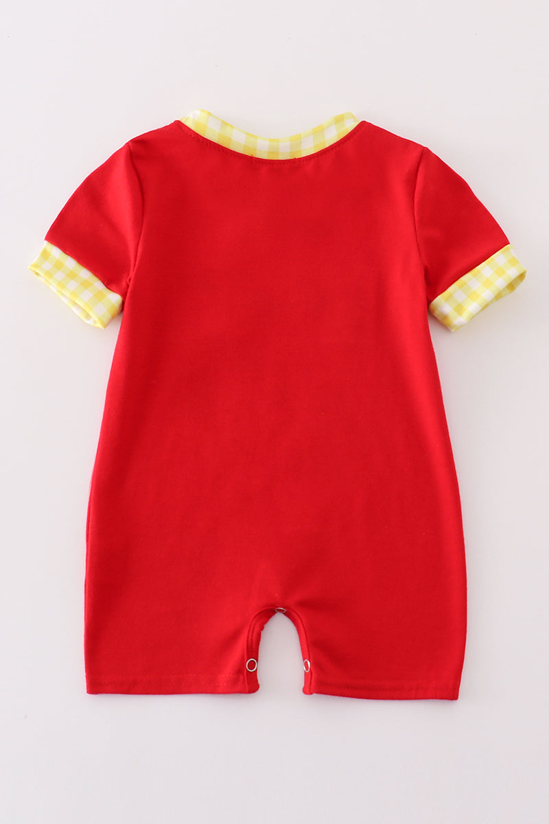 S*e*s*a*m*e* S*t*r*e*e*t* Red charactor embroidery boy romper