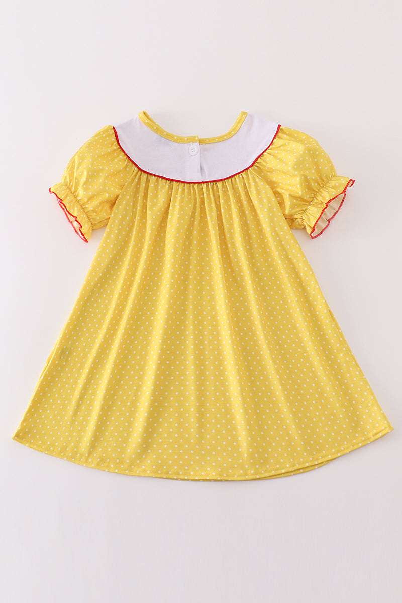 S*e*s*a*m*e* S*t*r*e*e*t* Yellow charactor embroidery dress