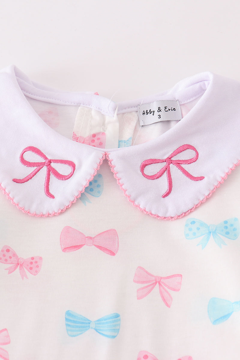 Pink bow print girl set