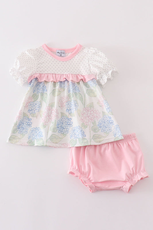 Pink Blossom Serenity print girl bloomer set