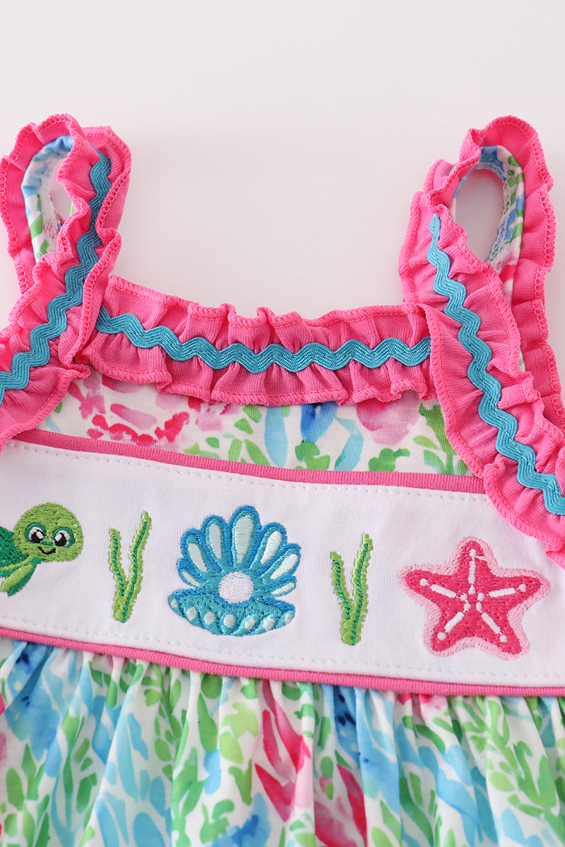 Green Island Breeze embroidery girl bloomer set