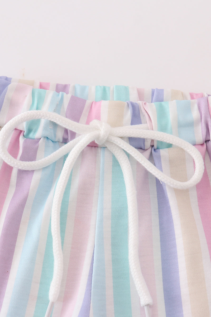 Multicolored stripe girl shorts