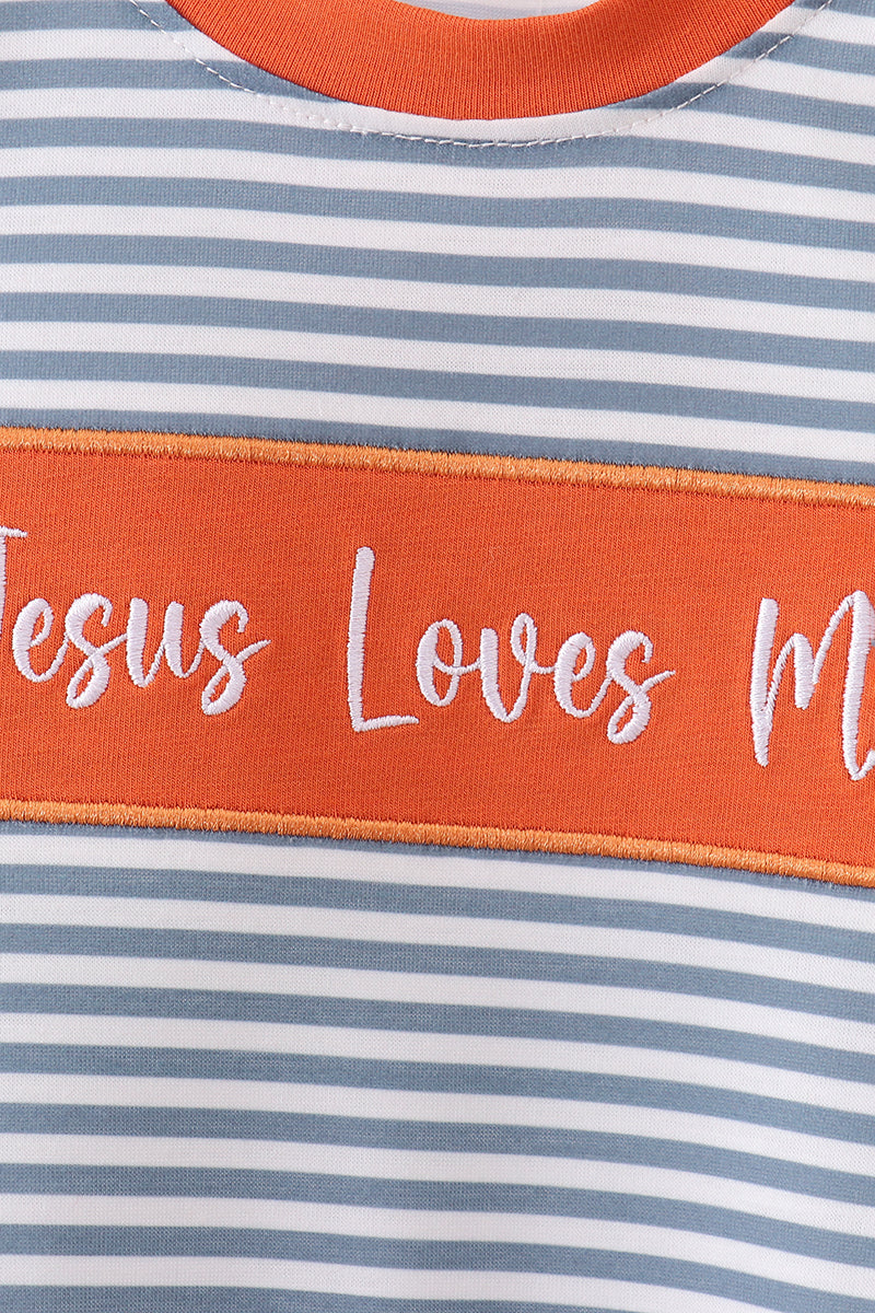 Jesus loves me embroidery boy romper