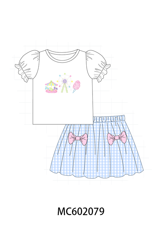 Carousel Embroidered Skorts Set