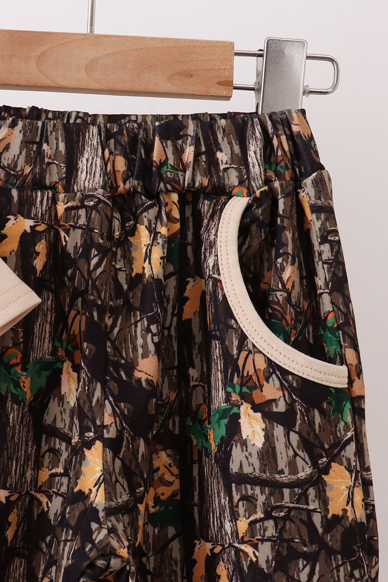 Gray Deer Applique Pants Set